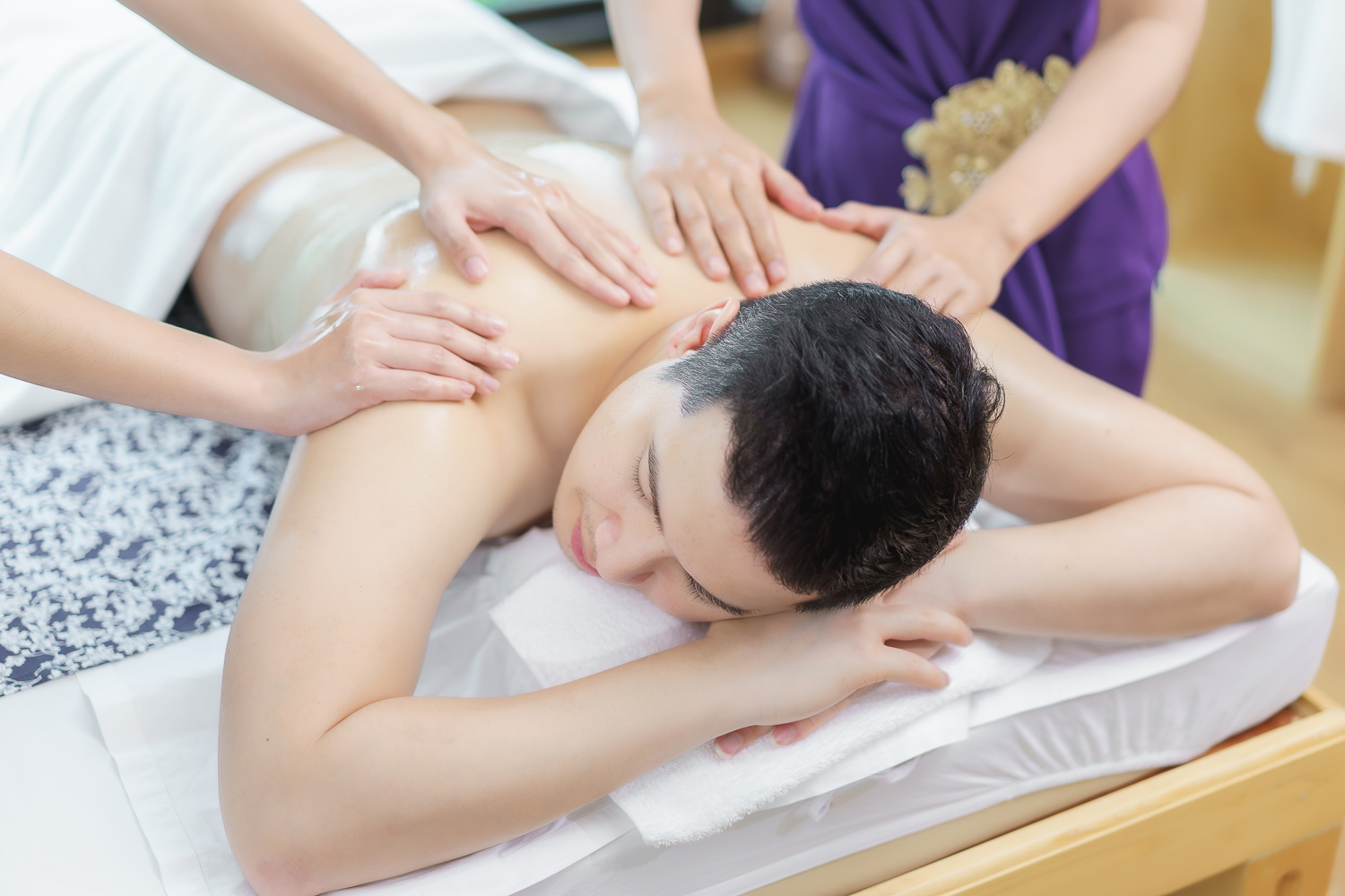 Prepared massage treatment room